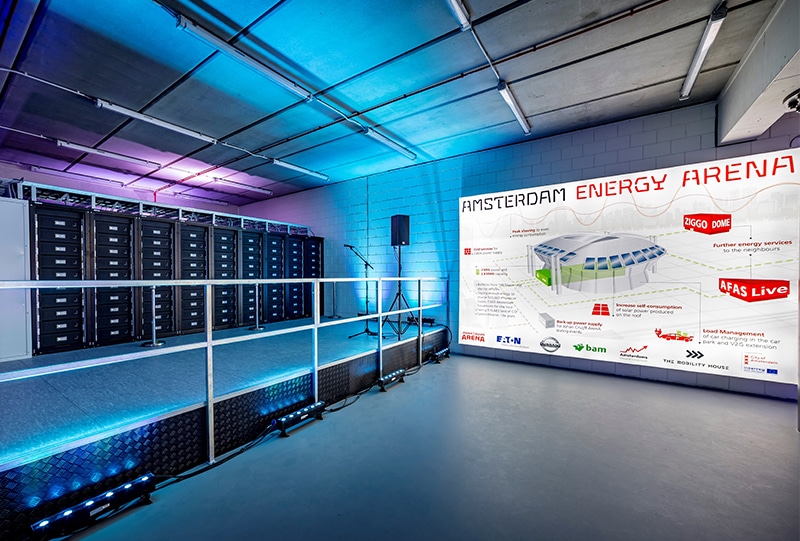 The Amsterdam Arena uses recycled EV battery packs to store renewable energy for events