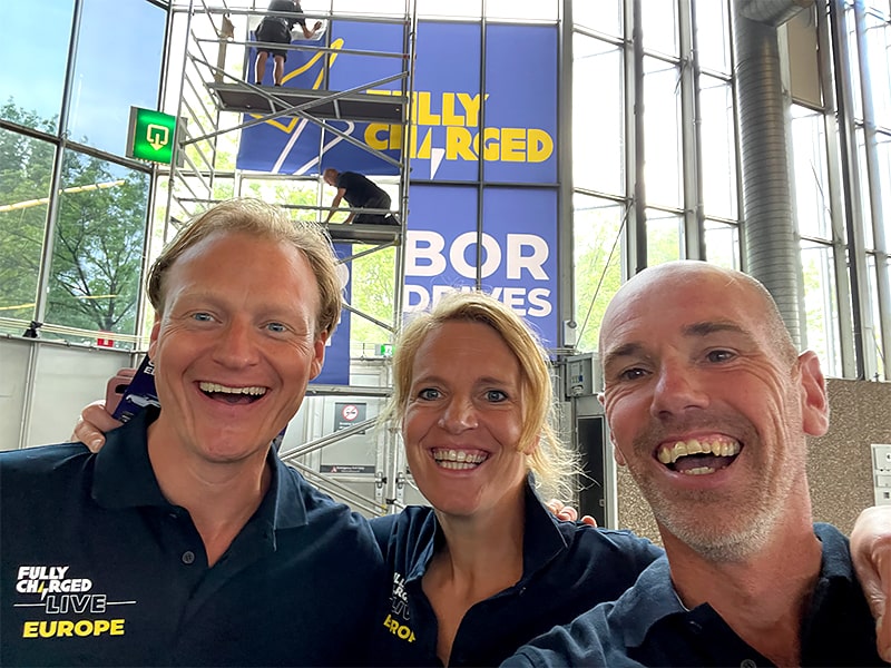 Maarten, Gertjan and Linda who lead the Fully Charged LIVE Europe team in Amsterdam